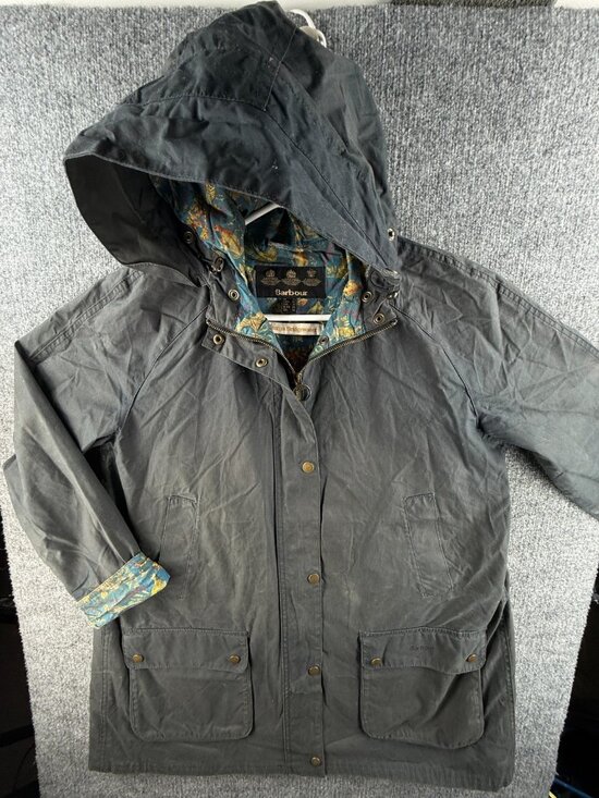 Barbour Jackets & Blazers - Barbour Love Wax Jacket Women Full Zip Blue Size 12 US Bird Lining Bridgewater